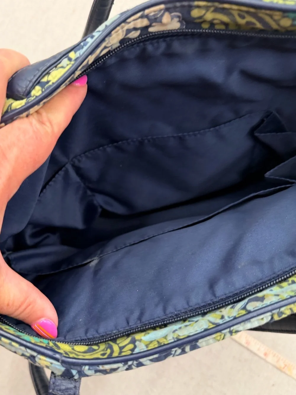 Vera Bradley Green Navy Printed Tote Bag